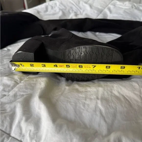 Black Over-the-Knee Heeled Boots with Lace-Up – Size 7 Unbranded - Picture 5 of 12